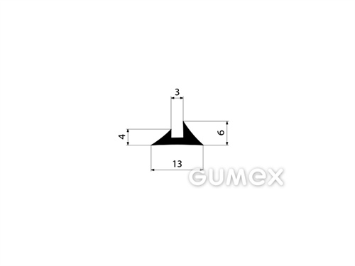 Gumový profil tvarový, 6x13mm, 2-prúd, 60°ShA, EPDM, -40°C/+100°C, čierny